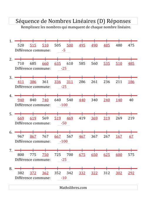 Séquence Personnalisée de Nombres Linéaires Décroissants (Maximum 1 000) (D) page 2
