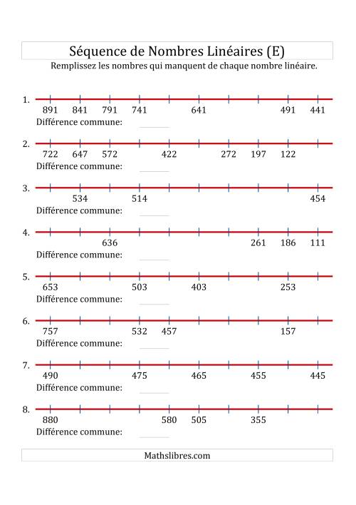 Séquence Personnalisée de Nombres Linéaires Décroissants (Maximum 1 000) (E)