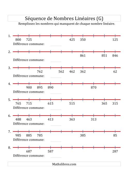 Séquence Personnalisée de Nombres Linéaires Décroissants (Maximum 1 000) (G)