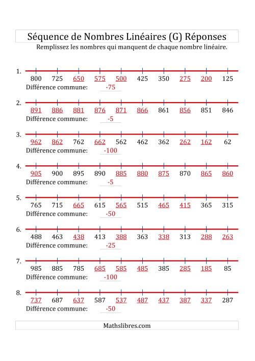 Séquence Personnalisée de Nombres Linéaires Décroissants (Maximum 1 000) (G) page 2
