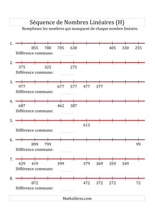 Séquence Personnalisée de Nombres Linéaires Décroissants (Maximum 1 000) (H)