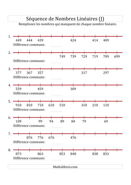 Séquence Personnalisée de Nombres Linéaires Décroissants (Maximum 1 000) (J)