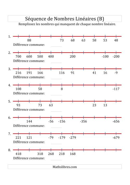 Séquence Personnalisée de Nombres Linéaires Décroissants (Maximum 100) (B)