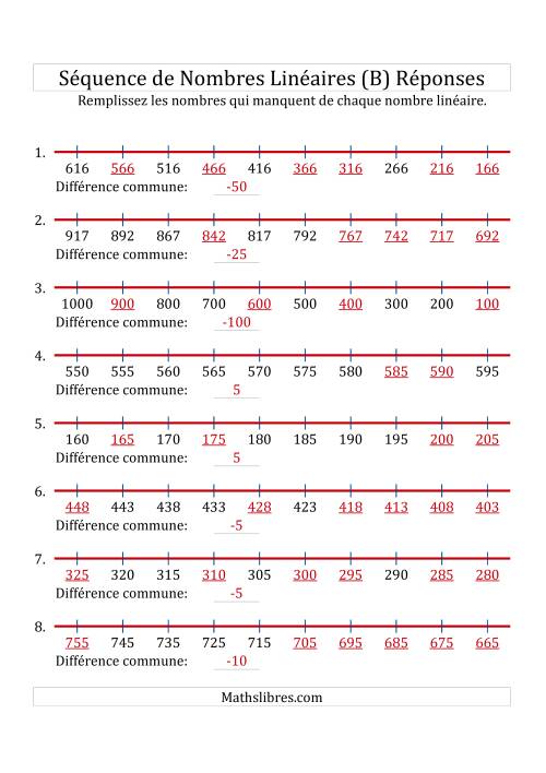 Séquence Personnalisée de Nombres Linéaires Croissants & Décroissants (De 100 à 1 000) (B) page 2
