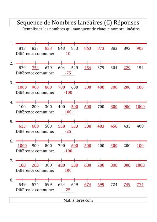 Séquence Personnalisée de Nombres Linéaires Croissants & Décroissants (De 100 à 1 000) (C) page 2