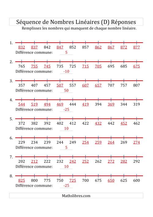 Séquence Personnalisée de Nombres Linéaires Croissants & Décroissants (De 100 à 1 000) (D) page 2