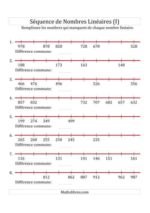 Séquence Personnalisée de Nombres Linéaires Croissants & Décroissants (De 100 à 1 000) (I)