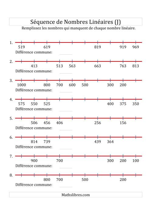 Séquence Personnalisée de Nombres Linéaires Croissants & Décroissants (De 100 à 1 000) (J)