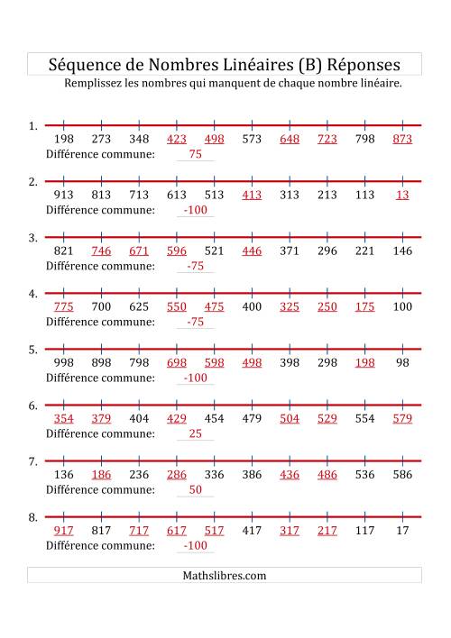 Séquence Personnalisée de Nombres Linéaires Croissants & Décroissants (Maximum 1 000) (B) page 2
