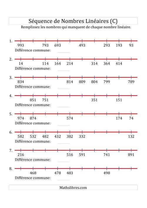 Séquence Personnalisée de Nombres Linéaires Croissants & Décroissants (Maximum 1 000) (C)