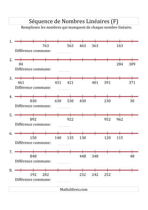 Séquence Personnalisée de Nombres Linéaires Croissants & Décroissants (Maximum 1 000) (F)