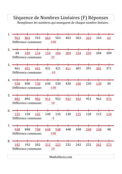 Séquence Personnalisée de Nombres Linéaires Croissants & Décroissants (Maximum 1 000) (F) page 2