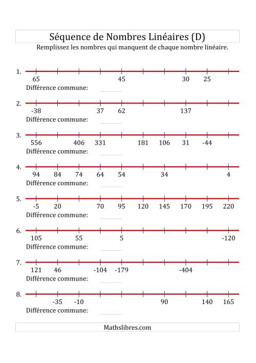 Séquence Personnalisée de Nombres Linéaires Croissants & Décroissants (Maximum 100) (D)