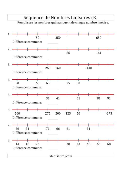 Séquence Personnalisée de Nombres Linéaires Croissants & Décroissants (Maximum 100) (E)