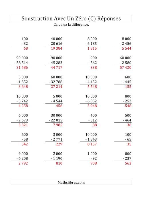 Soustraire les multiples de 100, 1 000 & 1 000 (Mélangés) (C) page 2