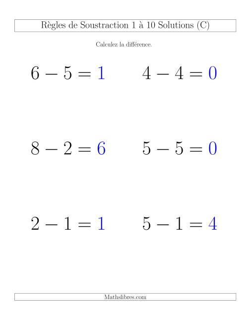 Soustraction 1 à 10 -- Horizontale (C) page 2
