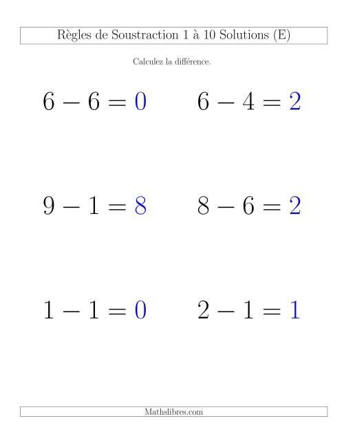 Soustraction 1 à 10 -- Horizontale (E) page 2
