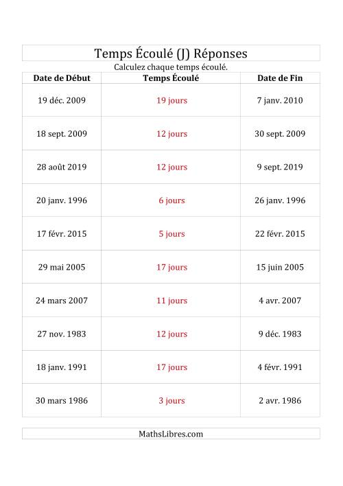 Calculez le Temps Écoulé Entre Deux Dates en Jours (J) page 2