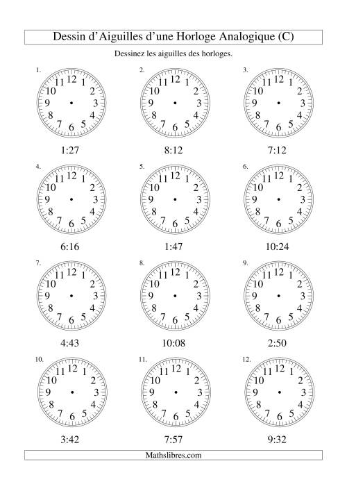Dessin d'Aiguiles sur Une Horloge Analogique avec 1 Minute d'Intervalle (C)