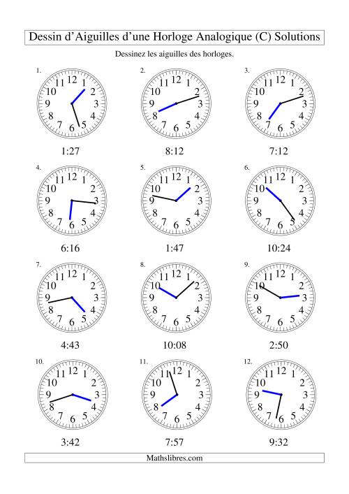 Dessin d'Aiguiles sur Une Horloge Analogique avec 1 Minute d'Intervalle (C) page 2