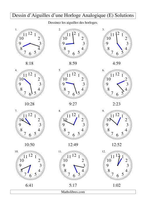 Dessin d'Aiguiles sur Une Horloge Analogique avec 1 Minute d'Intervalle (E) page 2