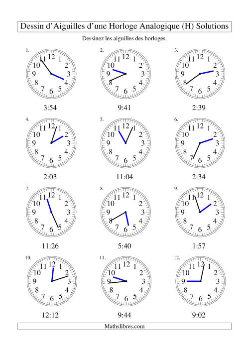 Dessin d'Aiguiles sur Une Horloge Analogique avec 1 Minute d'Intervalle (H) page 2