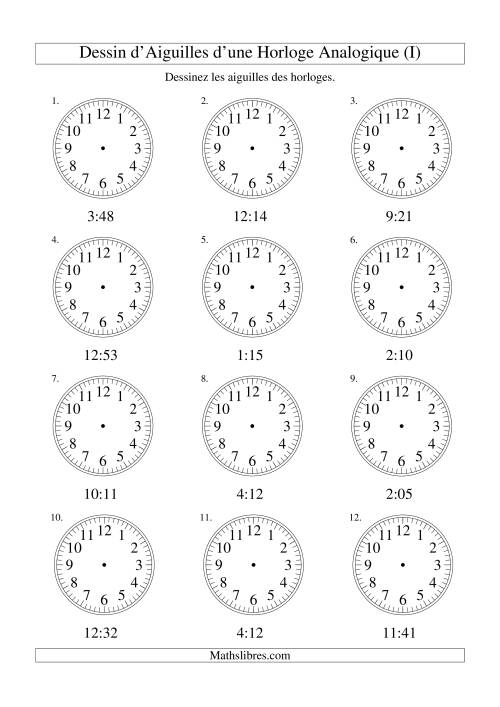 Dessin d'Aiguiles sur Une Horloge Analogique avec 1 Minute d'Intervalle (I)
