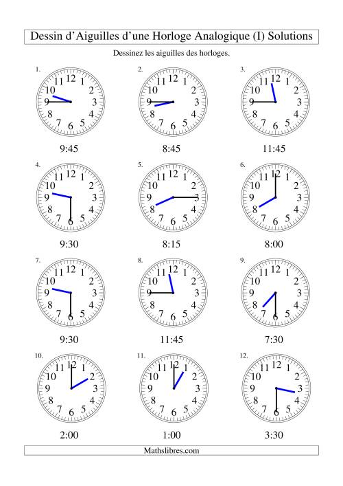 Dessin d'Aiguiles sur Une Horloge Analogique avec 15 Minutes d'Intervalle (I) page 2