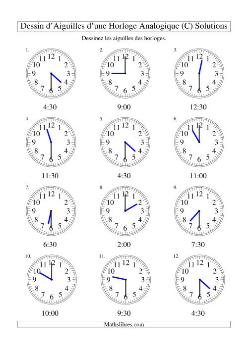 Dessin d'Aiguiles sur Une Horloge Analogique avec 30 Minutes d'Intervalle (C) page 2