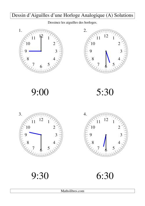 Dessin d'Aiguiles sur Une Horloge Analogique avec 30 Minutes d'Intervalle (Grand Format) (Grand Format) page 2