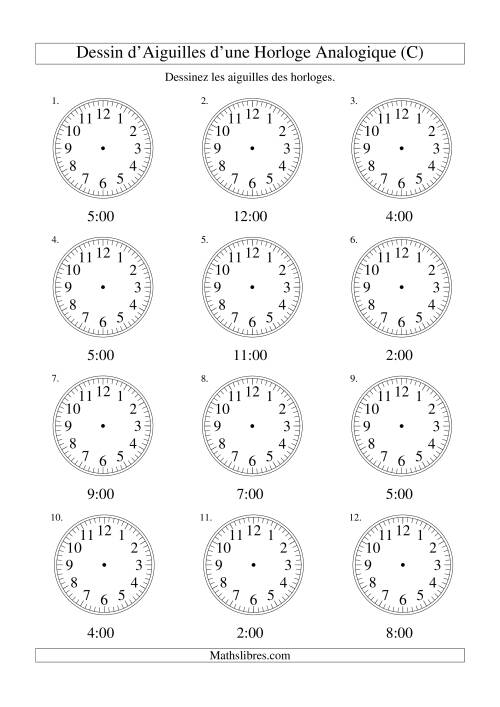 Dessin d'Aiguiles sur Une Horloge Analogique avec 60 Minutes d'Intervalle (C)