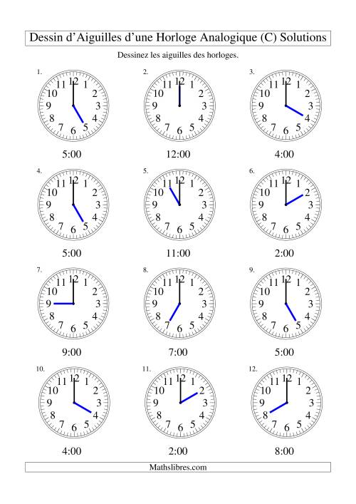 Dessin d'Aiguiles sur Une Horloge Analogique avec 60 Minutes d'Intervalle (C) page 2