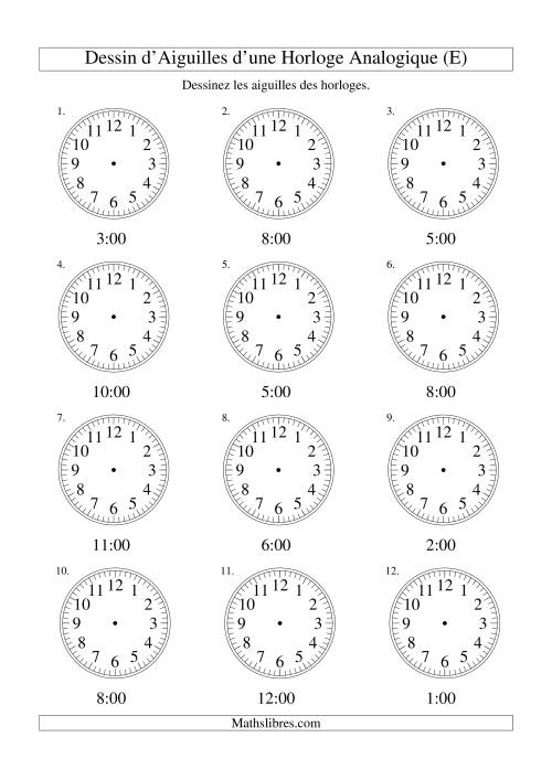 Dessin d'Aiguiles sur Une Horloge Analogique avec 60 Minutes d'Intervalle (E)