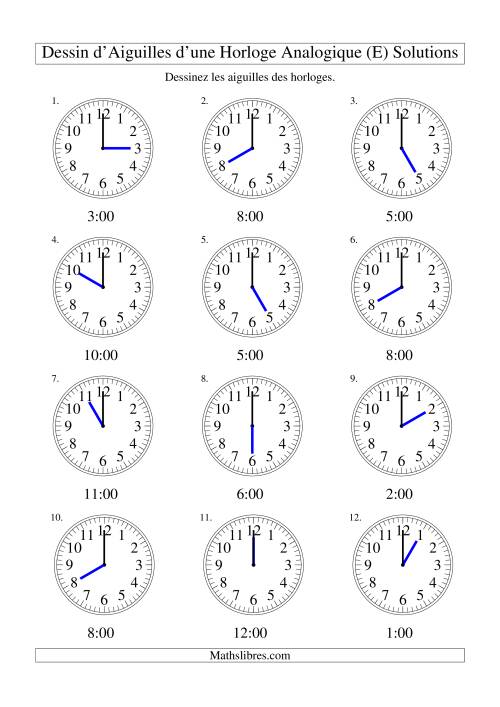 Dessin d'Aiguiles sur Une Horloge Analogique avec 60 Minutes d'Intervalle (E) page 2