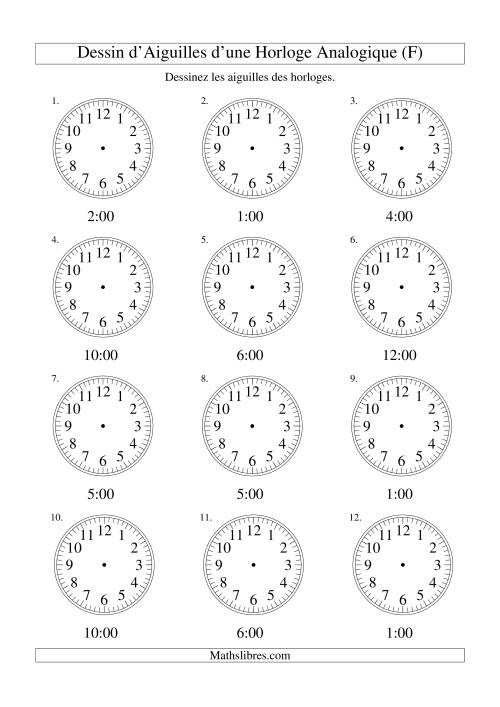 Dessin d'Aiguiles sur Une Horloge Analogique avec 60 Minutes d'Intervalle (F)