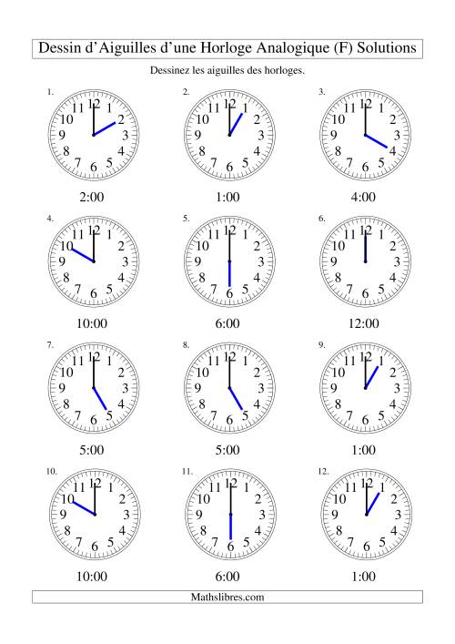 Dessin d'Aiguiles sur Une Horloge Analogique avec 60 Minutes d'Intervalle (F) page 2