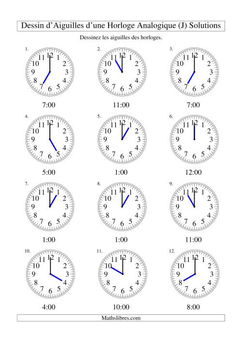 Dessin d'Aiguiles sur Une Horloge Analogique avec 60 Minutes d'Intervalle (J) page 2