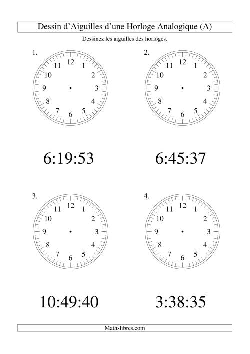 Dessin d'Aiguiles sur Une Horloge Analogique avec 1 Seconde d'Intervalle (Grand Format) (Grand Format)