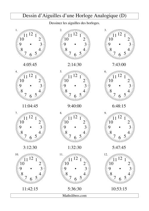Dessin d'Aiguiles sur Une Horloge Analogique avec 15 Secondes d'Intervalle (D)