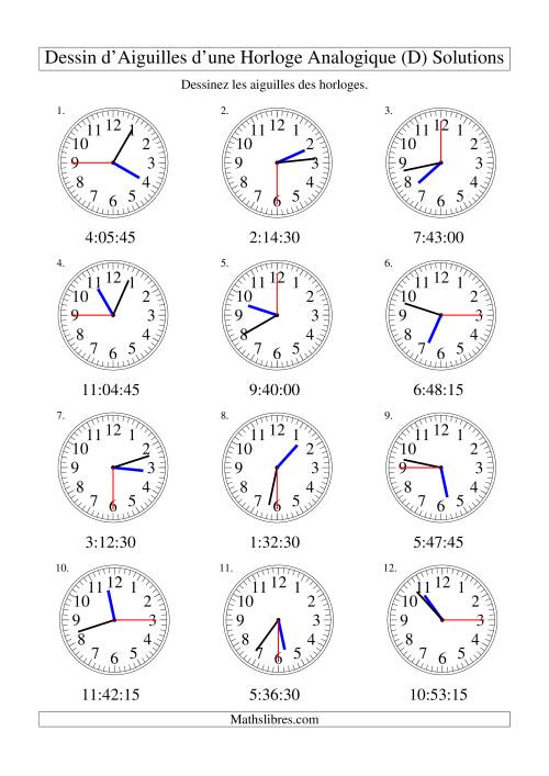 Dessin d'Aiguiles sur Une Horloge Analogique avec 15 Secondes d'Intervalle (D) page 2