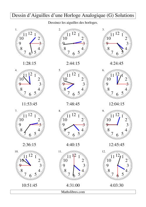 Dessin d'Aiguiles sur Une Horloge Analogique avec 15 Secondes d'Intervalle (G) page 2