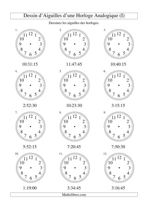 Dessin d'Aiguiles sur Une Horloge Analogique avec 15 Secondes d'Intervalle (I)