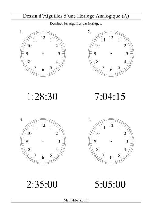 Dessin d'Aiguiles sur Une Horloge Analogique avec 15 Secondes d'Intervalle (Grand Format) (Grand Format)