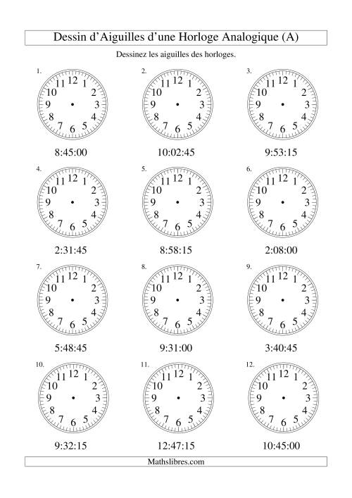 Dessin d'Aiguiles sur Une Horloge Analogique avec 15 Secondes d'Intervalle (Tout)
