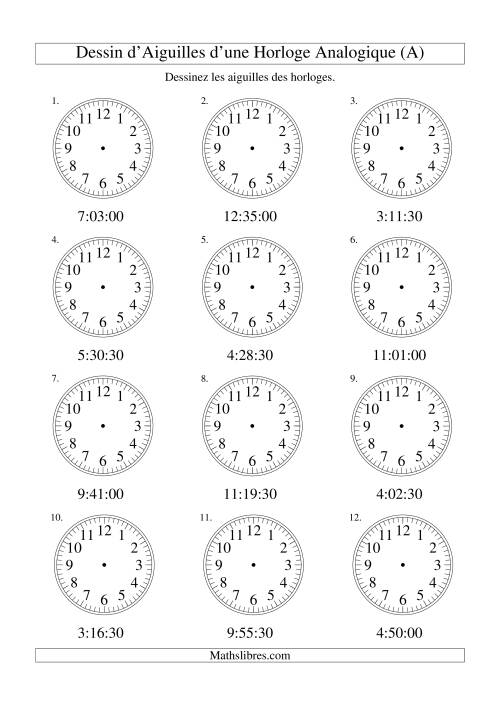 Dessin d'Aiguiles sur Une Horloge Analogique avec 30 Secondes d'Intervalle (A)