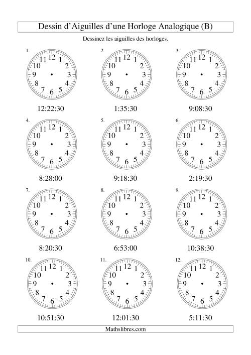 Dessin d'Aiguiles sur Une Horloge Analogique avec 30 Secondes d'Intervalle (B)