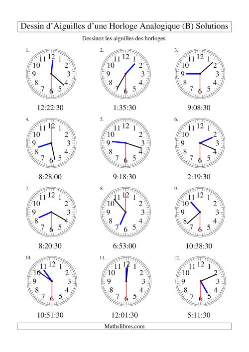 Dessin d'Aiguiles sur Une Horloge Analogique avec 30 Secondes d'Intervalle (B) page 2