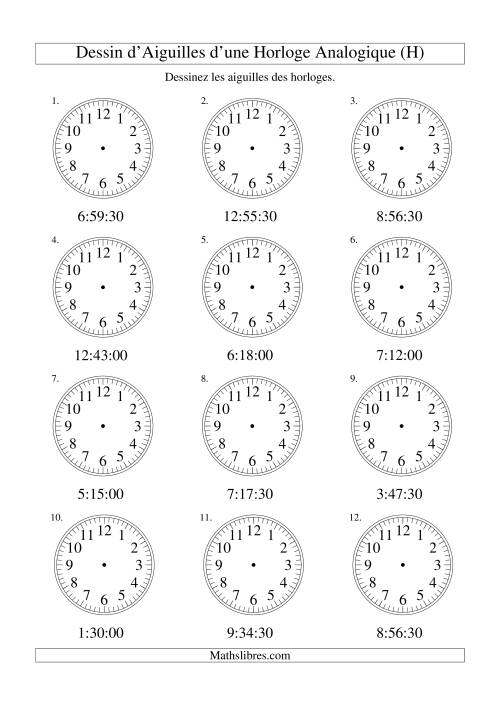 Dessin d'Aiguiles sur Une Horloge Analogique avec 30 Secondes d'Intervalle (H)