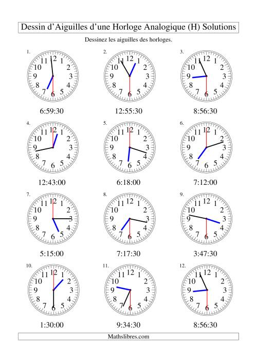 Dessin d'Aiguiles sur Une Horloge Analogique avec 30 Secondes d'Intervalle (H) page 2