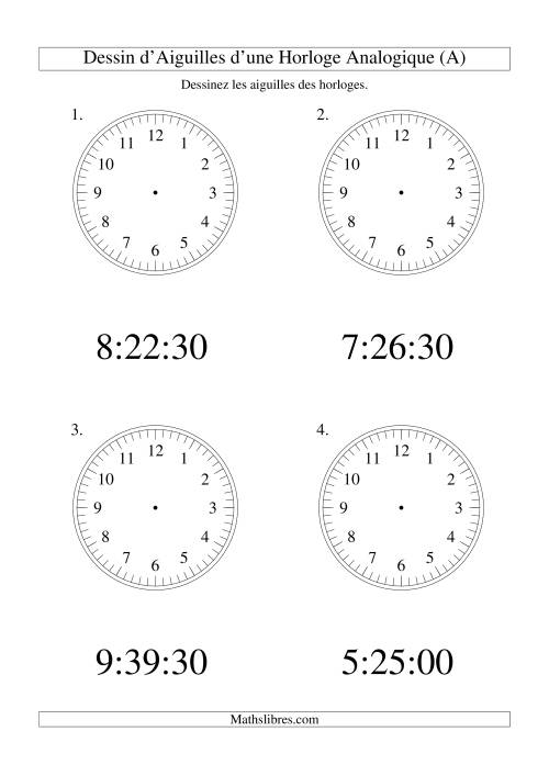Dessin d'Aiguiles sur Une Horloge Analogique avec 30 Secondes d'Intervalle (Grand Format) (Grand Format)